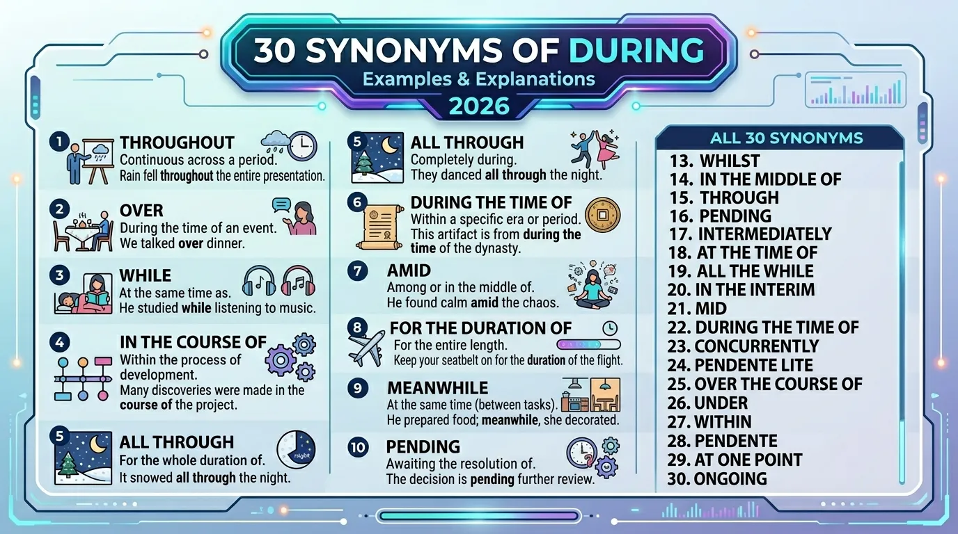 synonyms of during