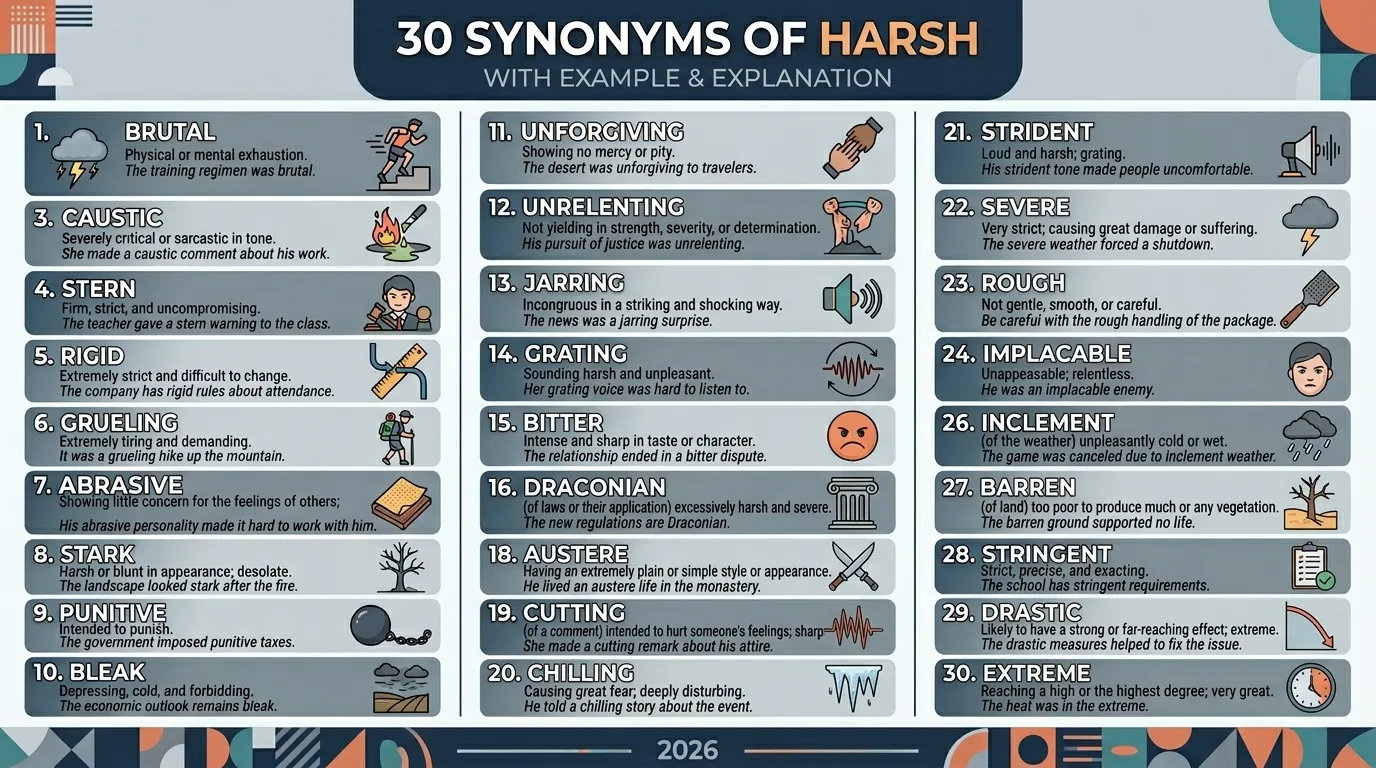 Synonyms of Harsh