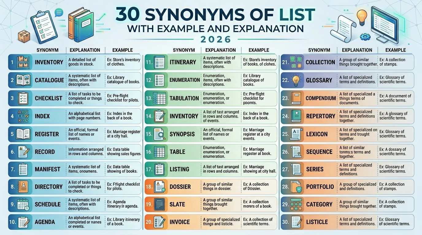 Synonyms of List