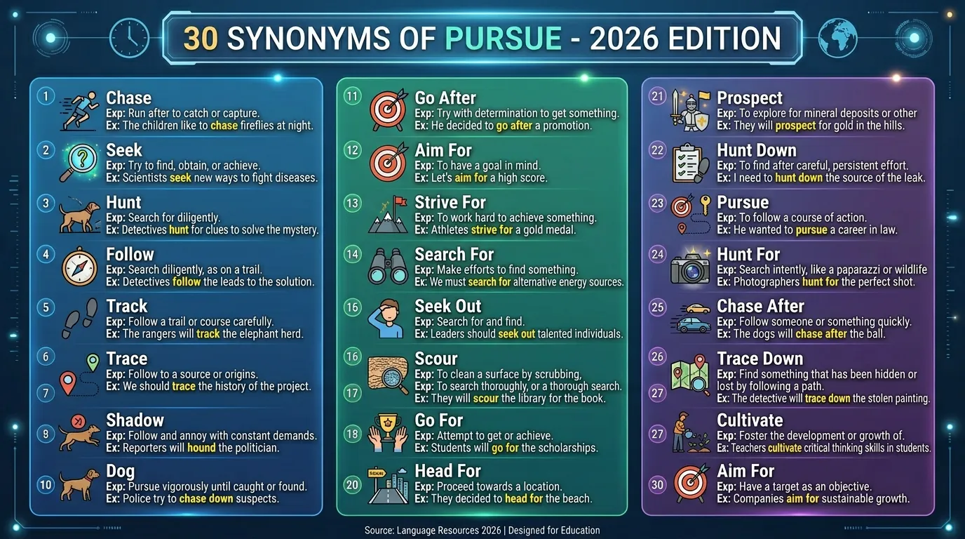 Synonyms of Pursue