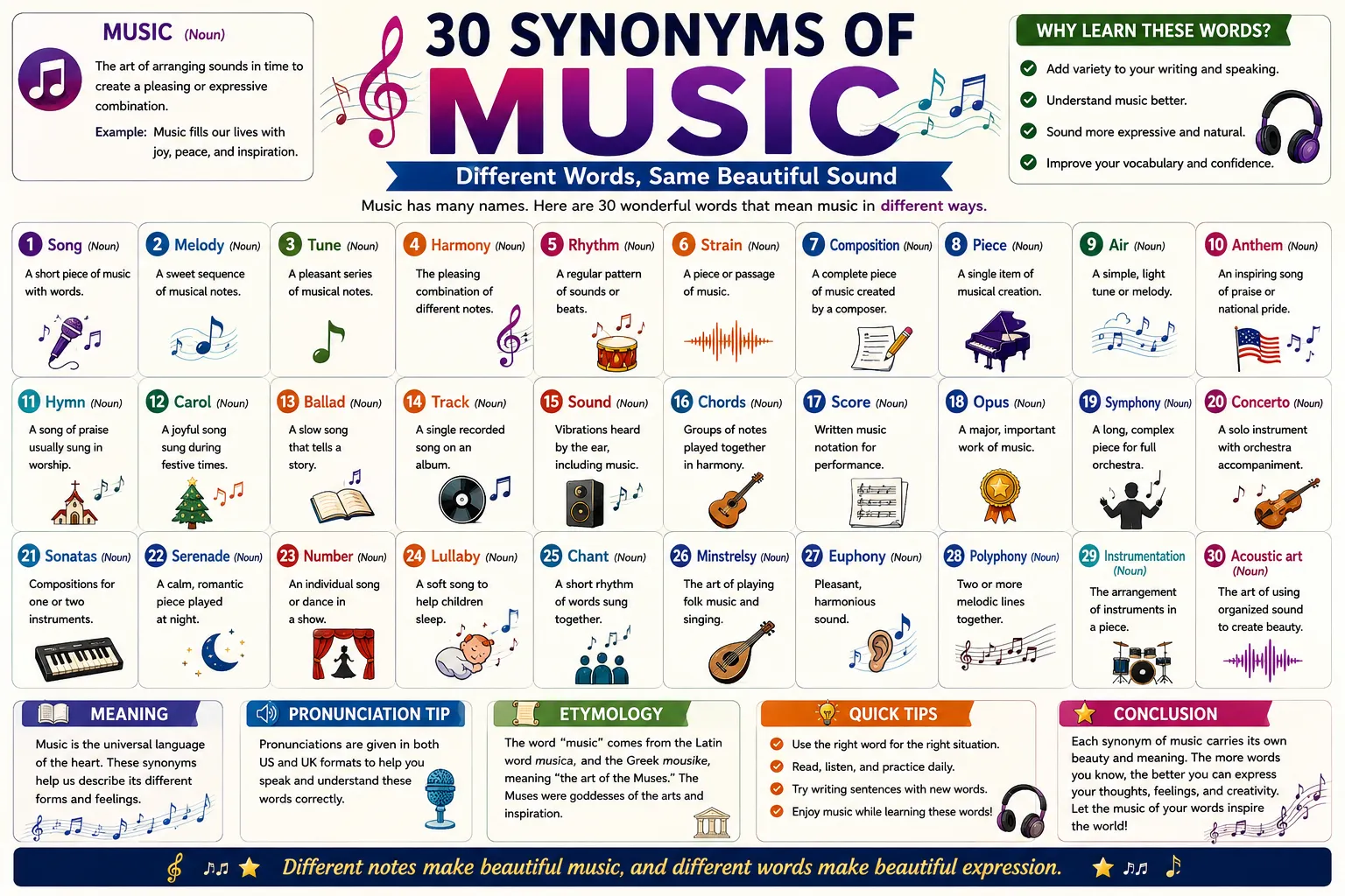 synonyms for music