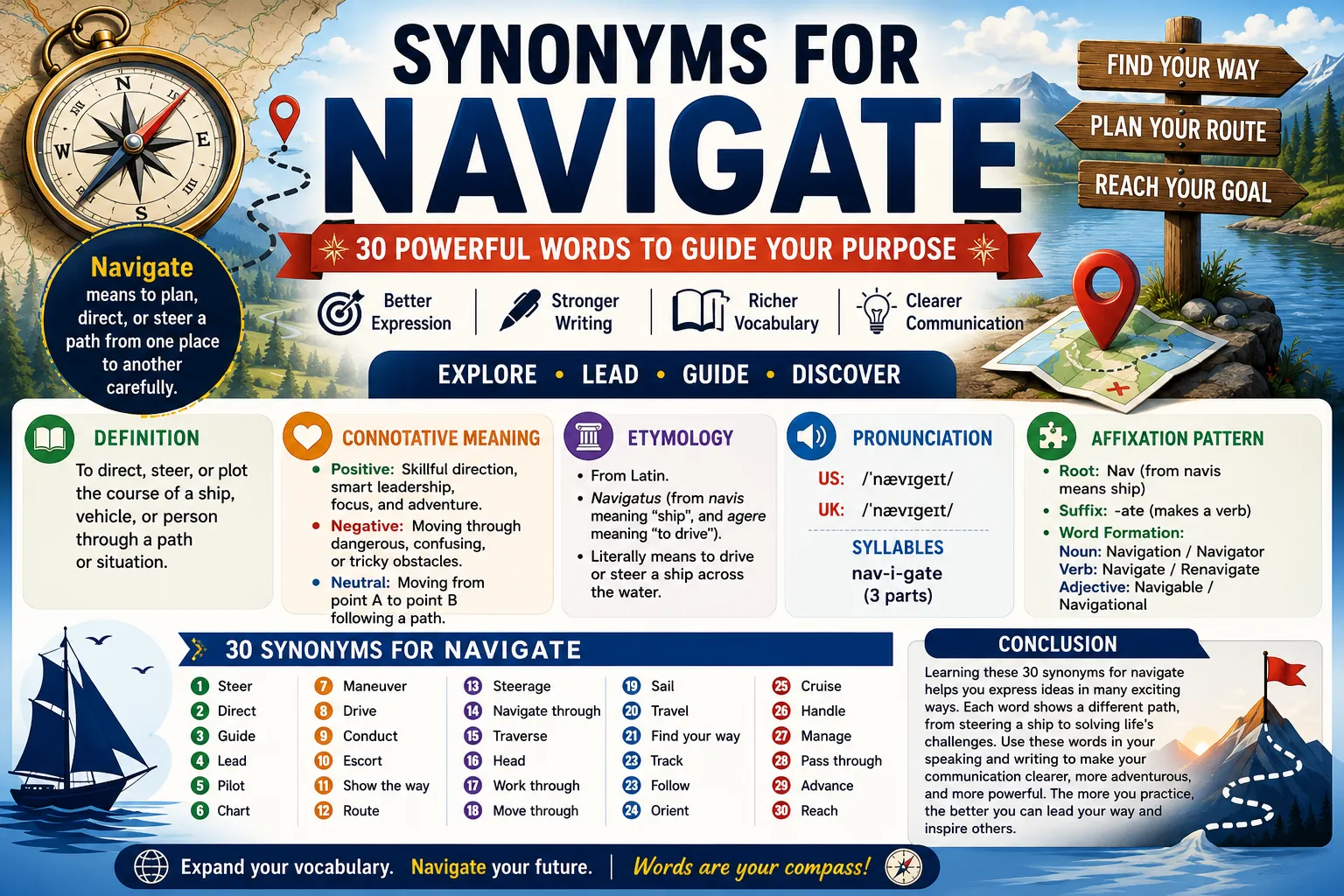 synonyms for navigate