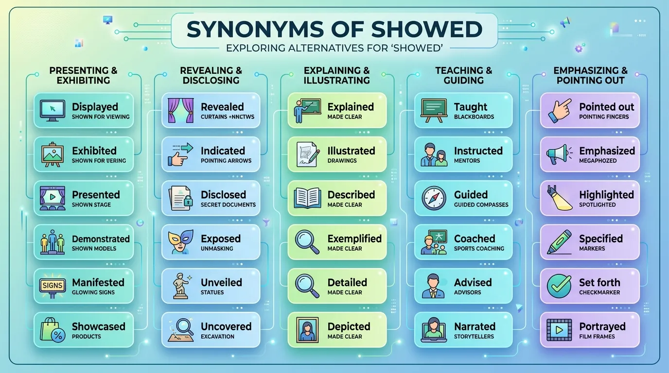 synonyms for showed
