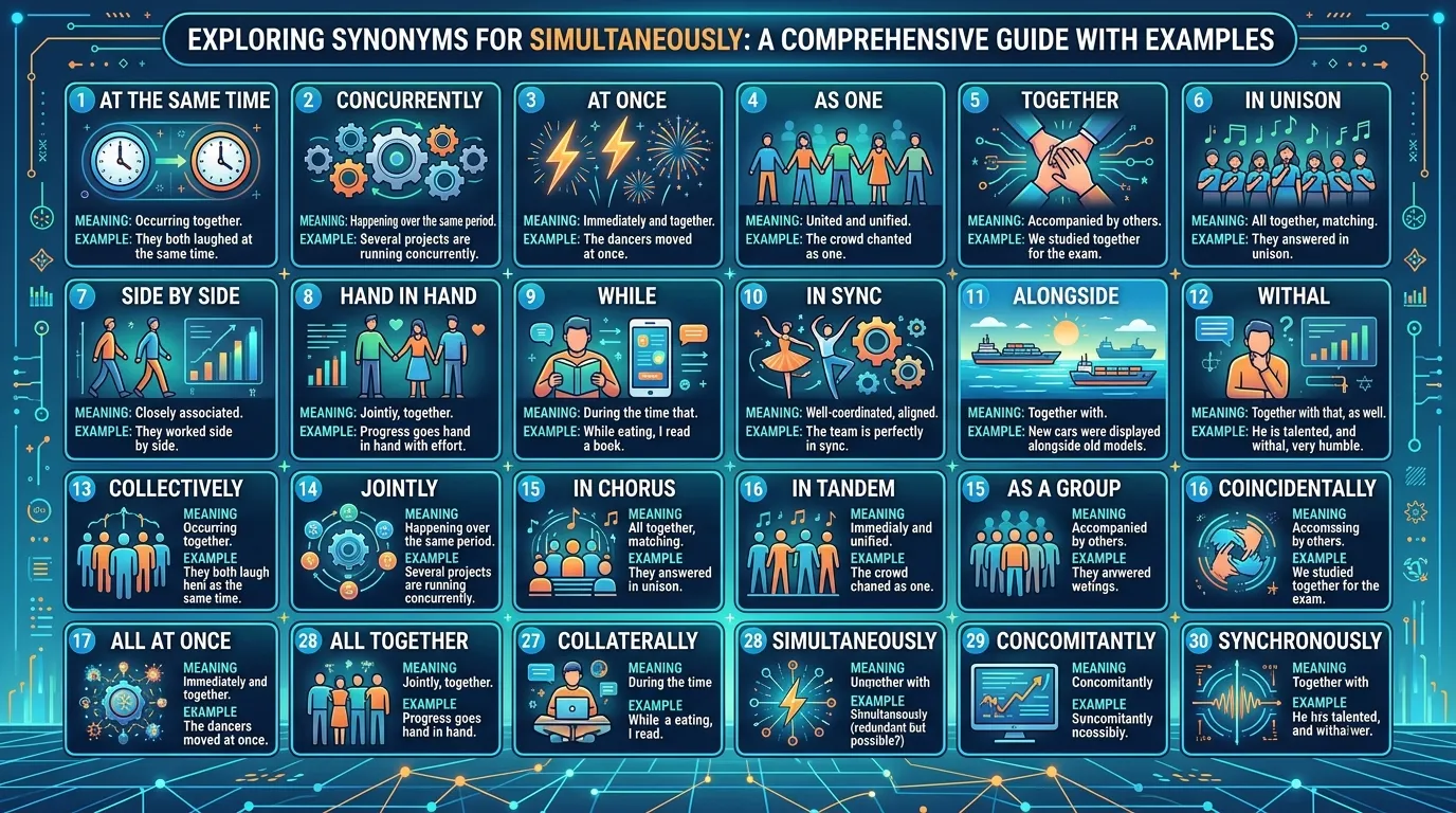 synonyms for simultaneously