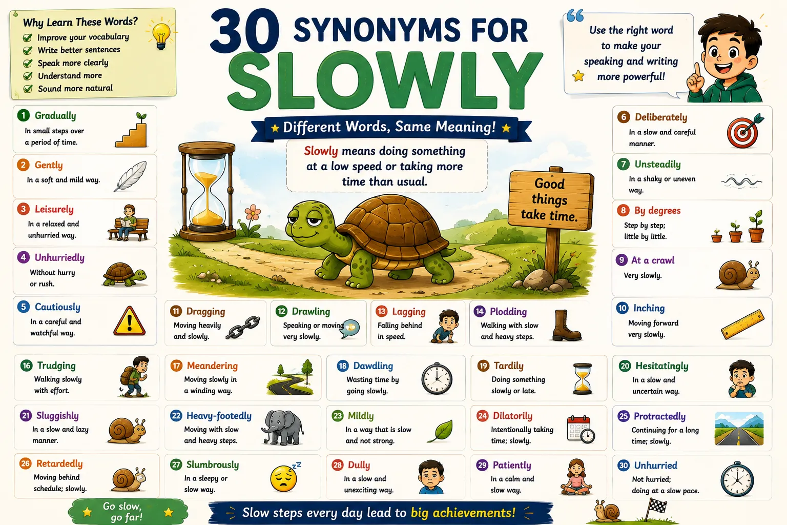 synonyms for slowly