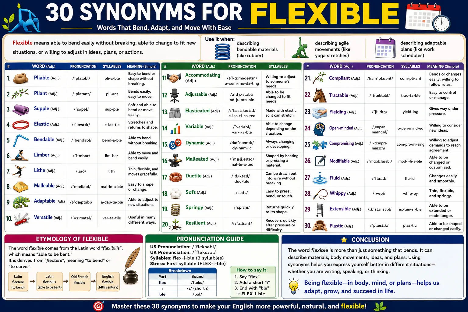 synonyms for flexible